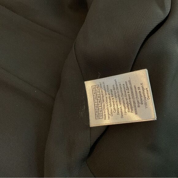 Rotate Birger Christensen Annie Black Satin Long Sleeve Peplum Mini Dress Size 8 - Picture 10 of 10